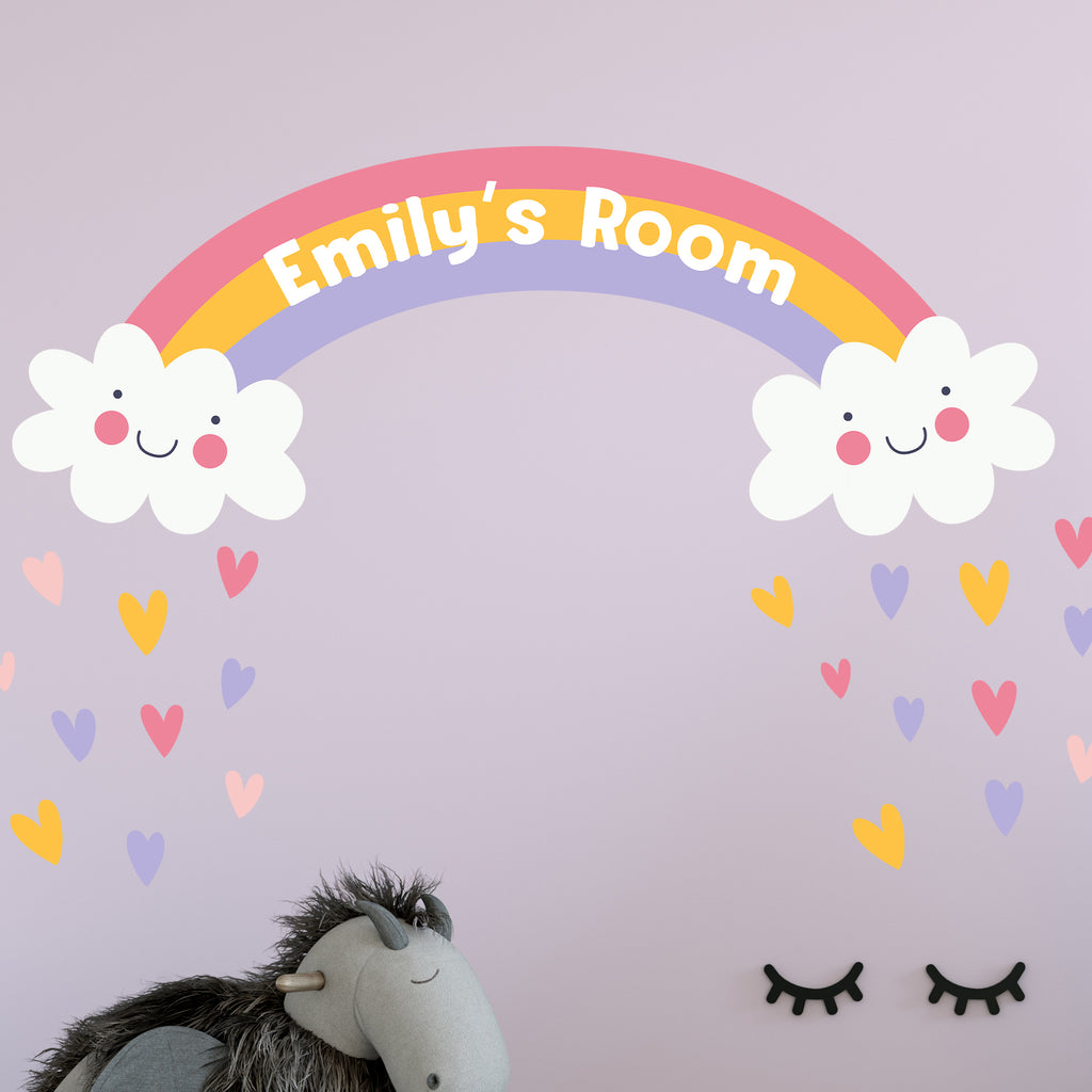 Personalised Rainbow And Clouds Wall Sticker