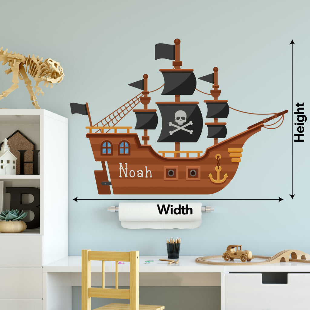 Personalised Pirate Ship Wall Sticker Room Decor Art