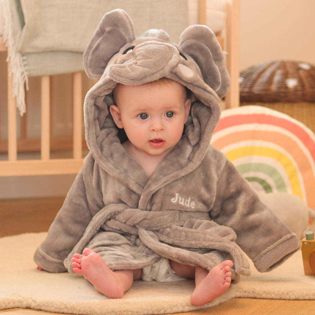 Personalised Elephant Dressing Gown Gift For Baby