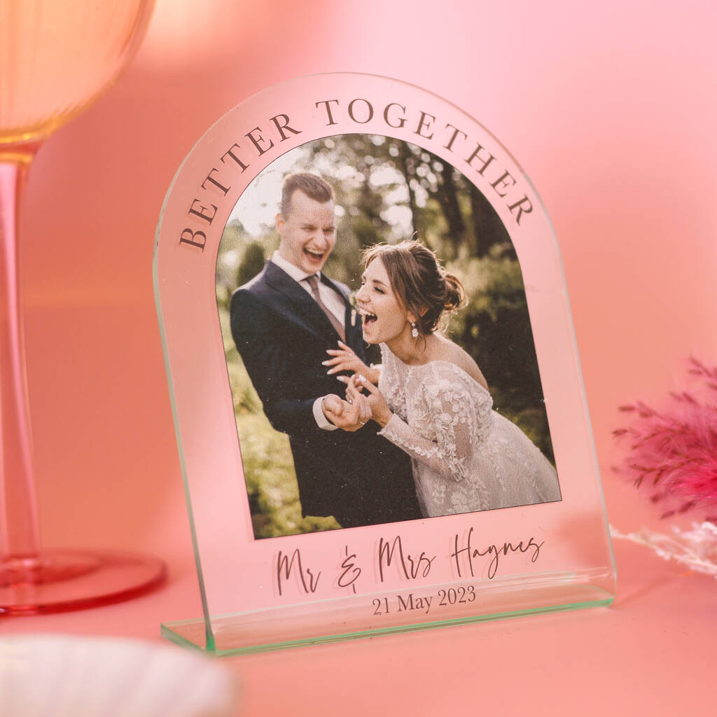 Personalised Glass Style Mr And Mrs Wedding Photo Frame