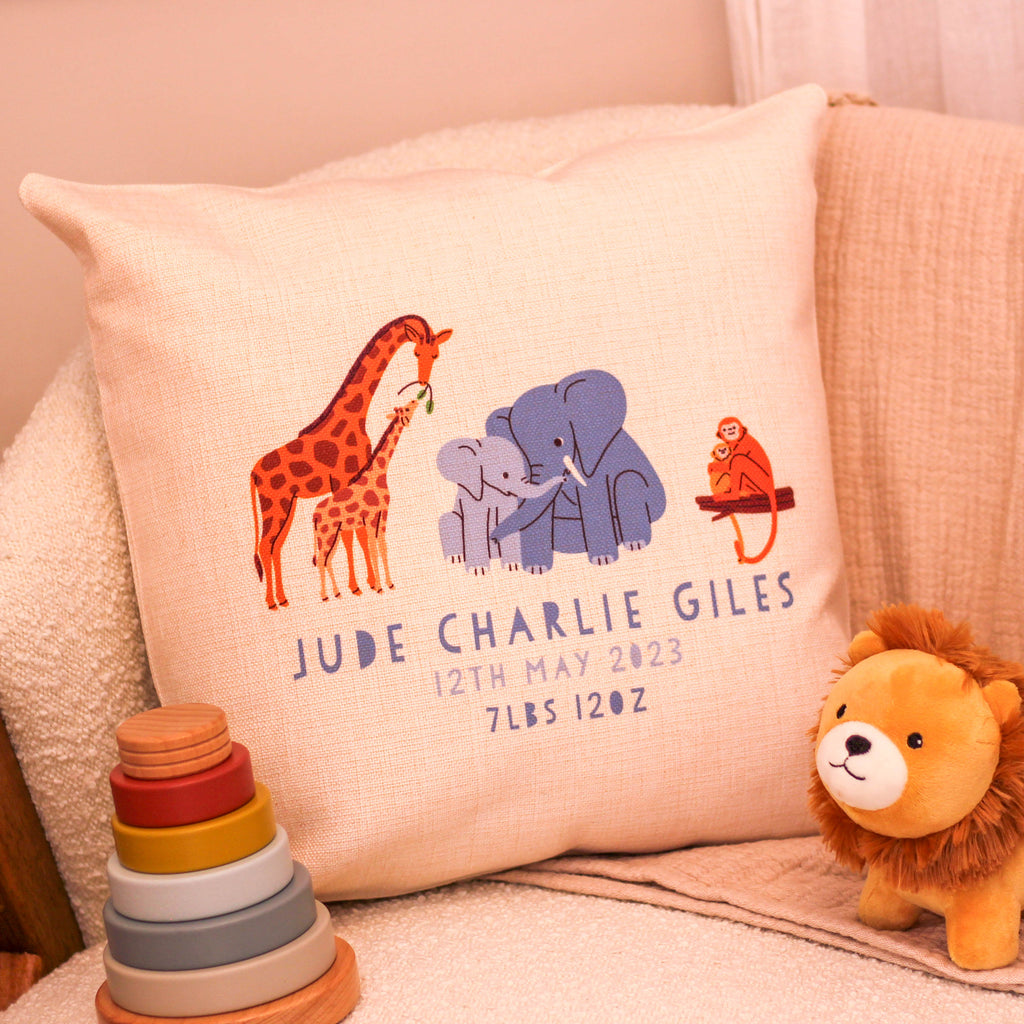 Personalised Baby Animal Cushion Gift For Newborn