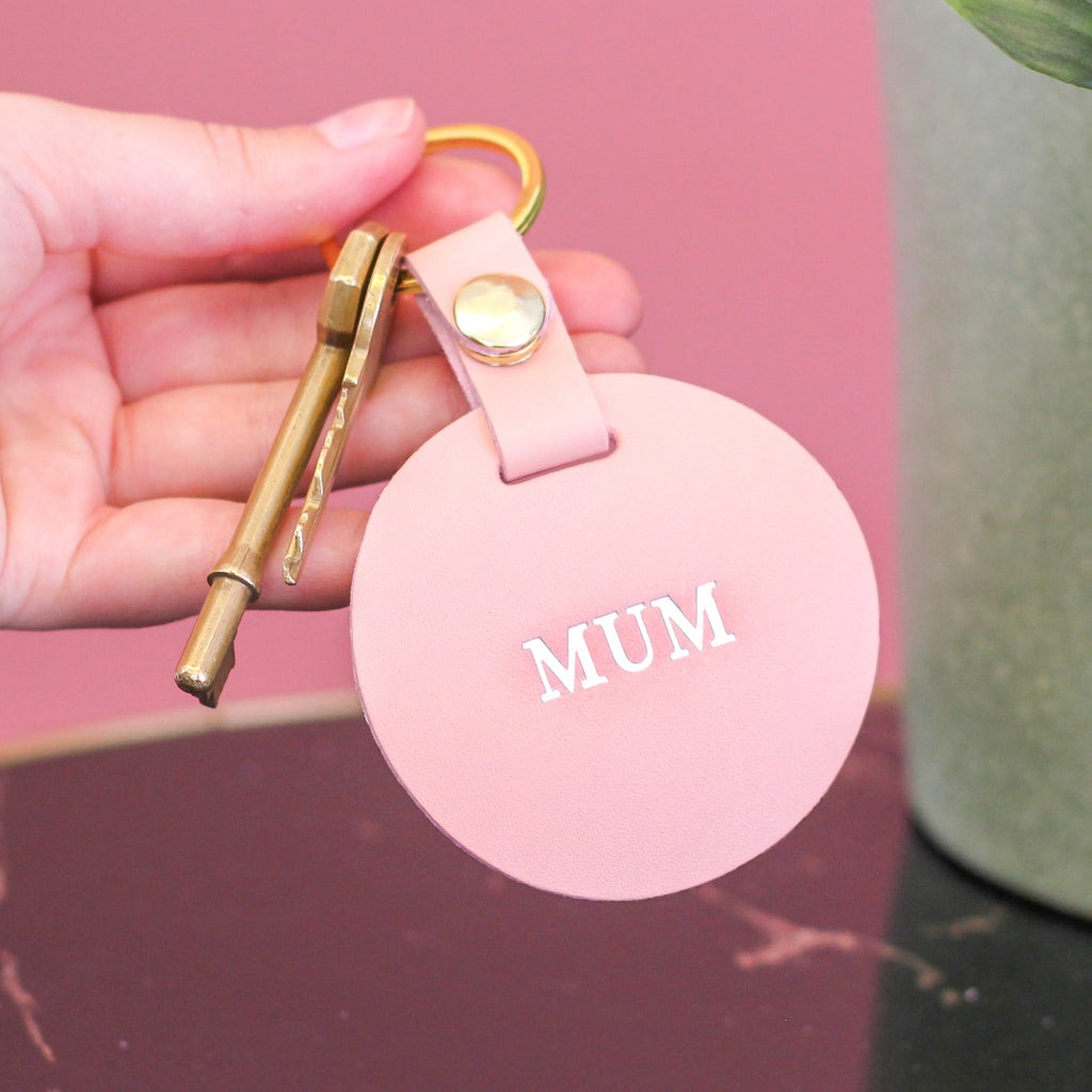 Personalised Leather Circle Keyring Gift For Her Home