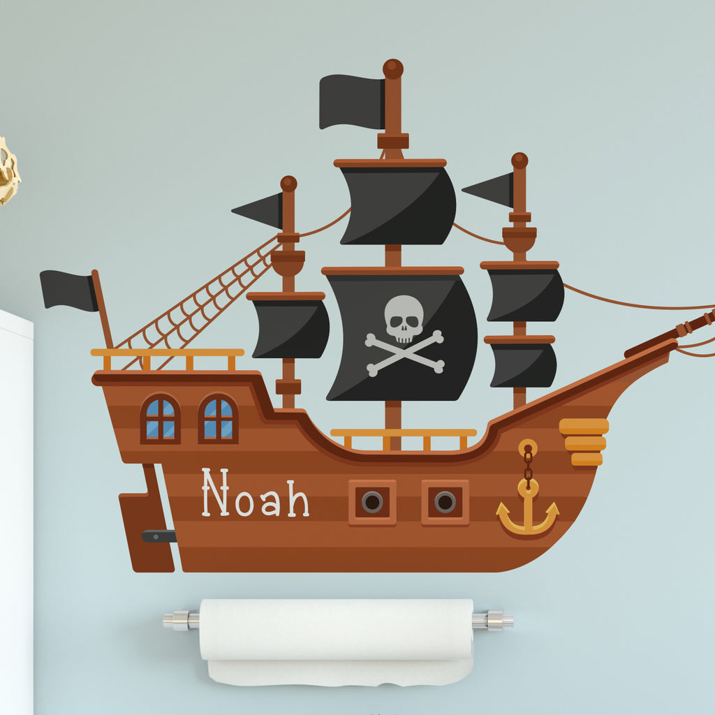 Personalised Pirate Ship Wall Sticker Room Decor Art