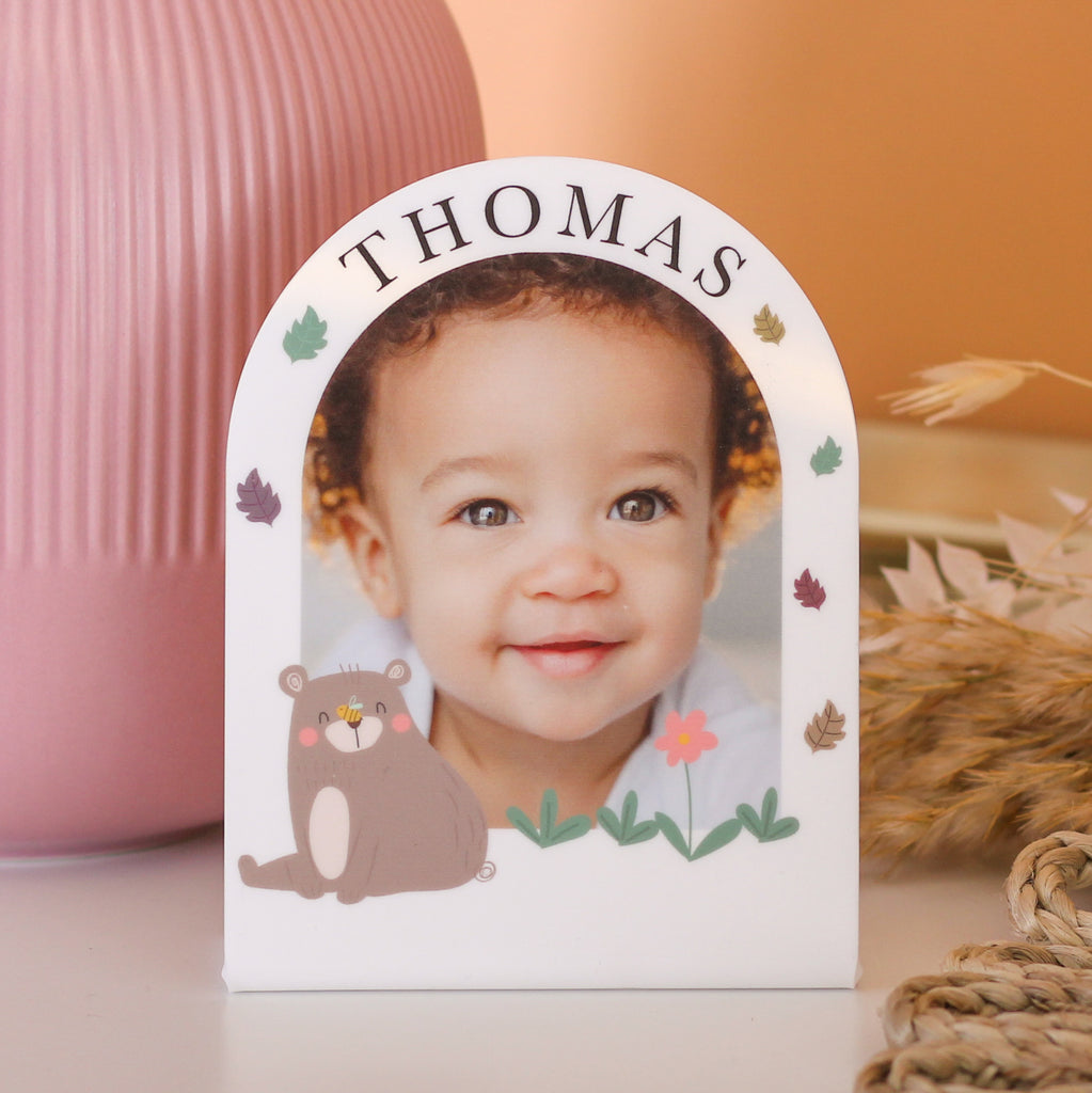 Personalised Nature Bear Baby Photo Frame Nursery Gift