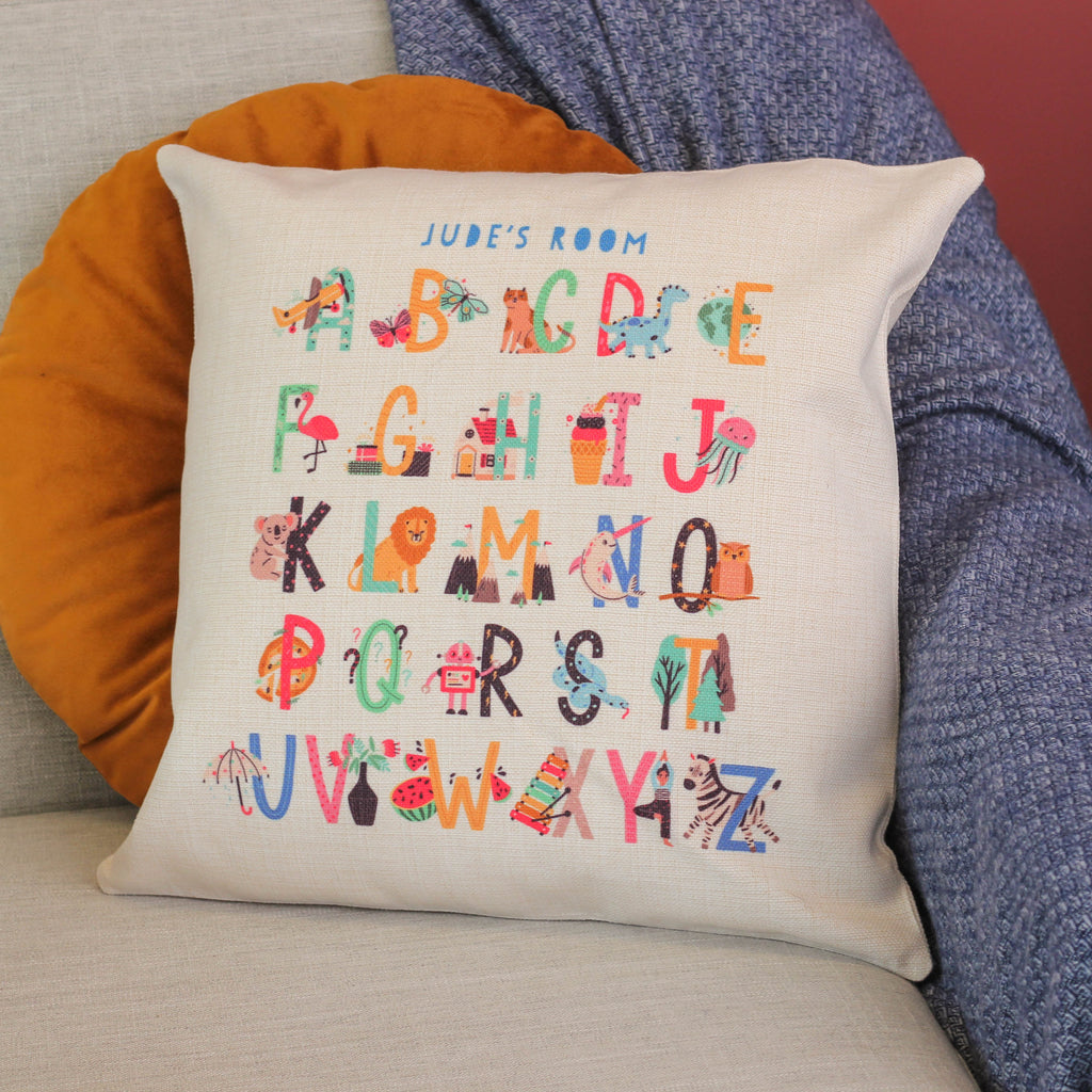 Personalised Alphabet Cushion For Kids Room Or Nursery