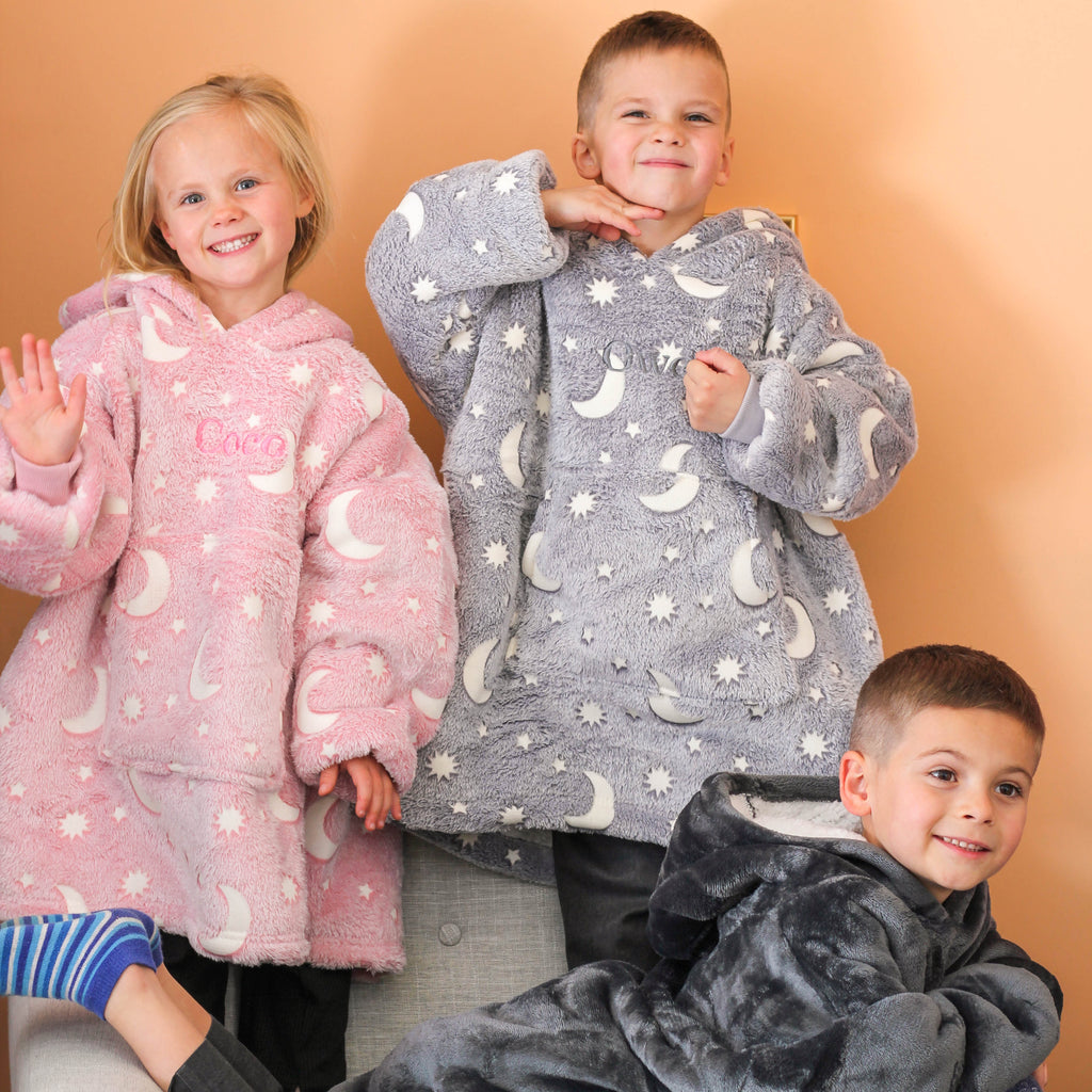 Personalised Glow In The Dark Kids Blanket Hoodie