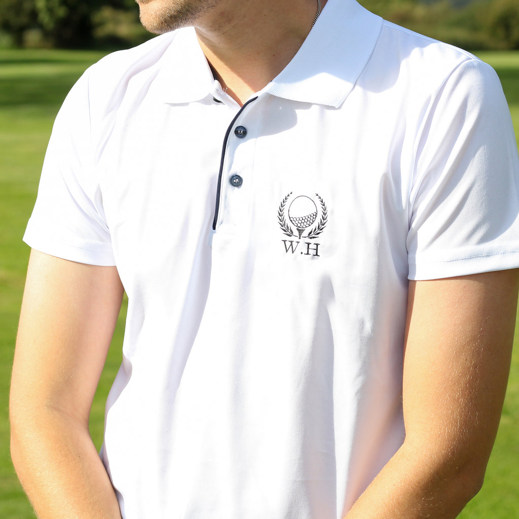 Personalised Golf Wreath Polo Top For Men Gift