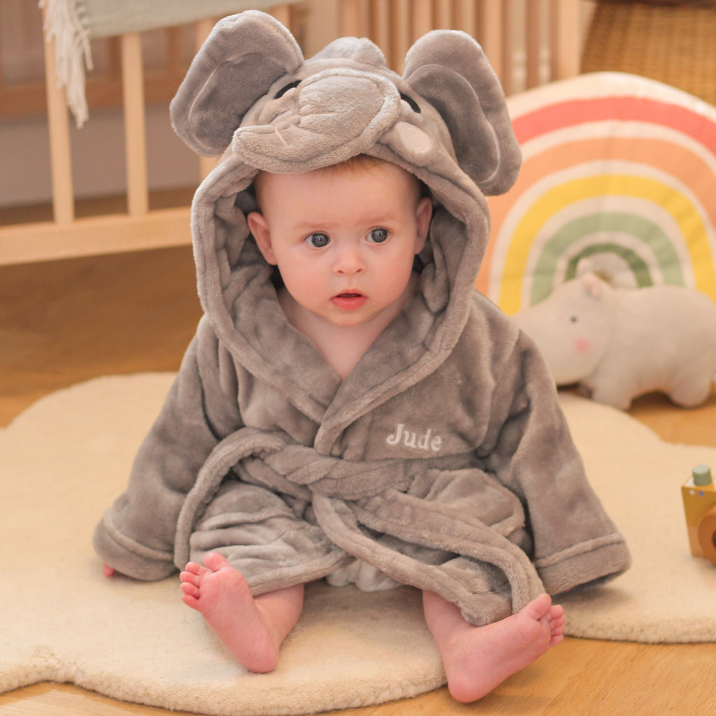 Personalised Elephant Dressing Gown Gift For Baby