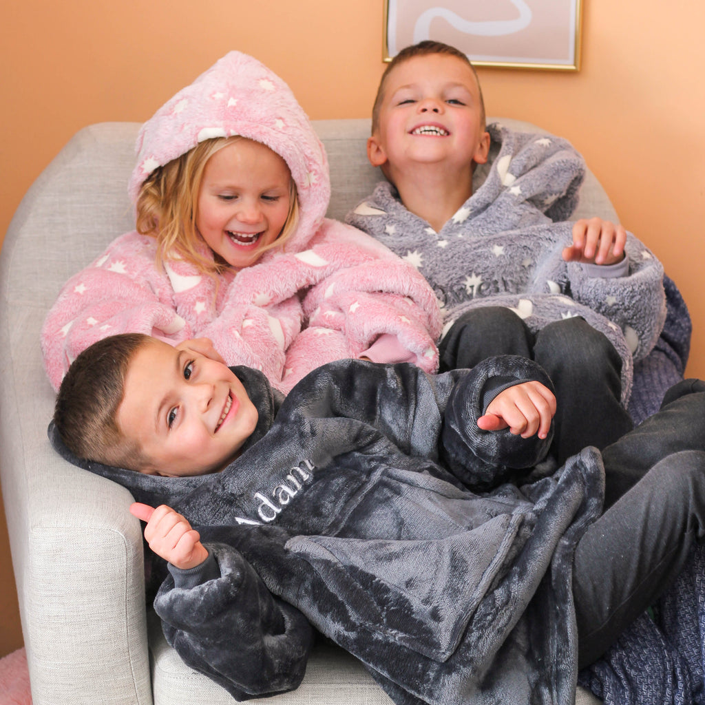 Personalised Glow In The Dark Kids Blanket Hoodie