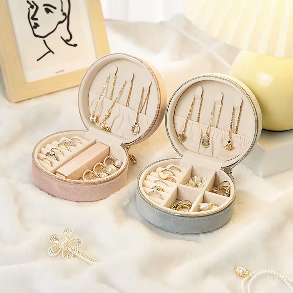 Personalised Initials Velvet Jewellery Box Travel Gift For Her Or For Home