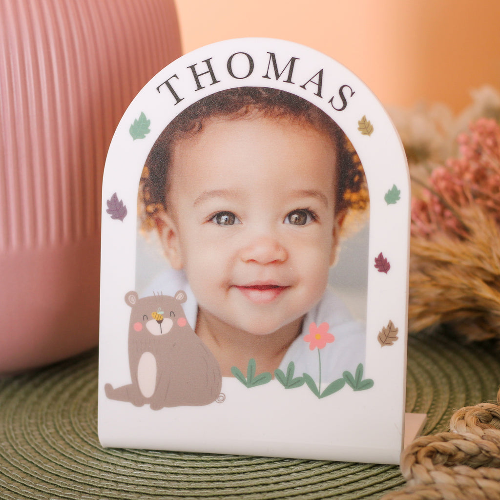 Personalised Nature Bear Baby Photo Frame Nursery Gift