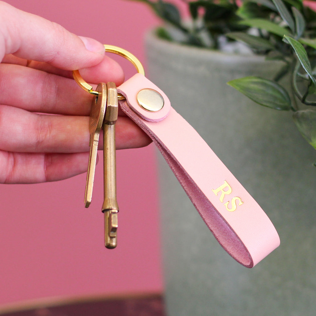 Personalised Leather Keyring Loop Gift For New Home