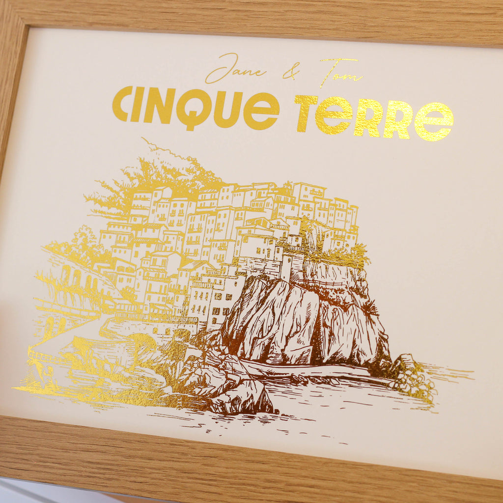 Personalised Cinque Terre Foiled Print Gift For Couples
