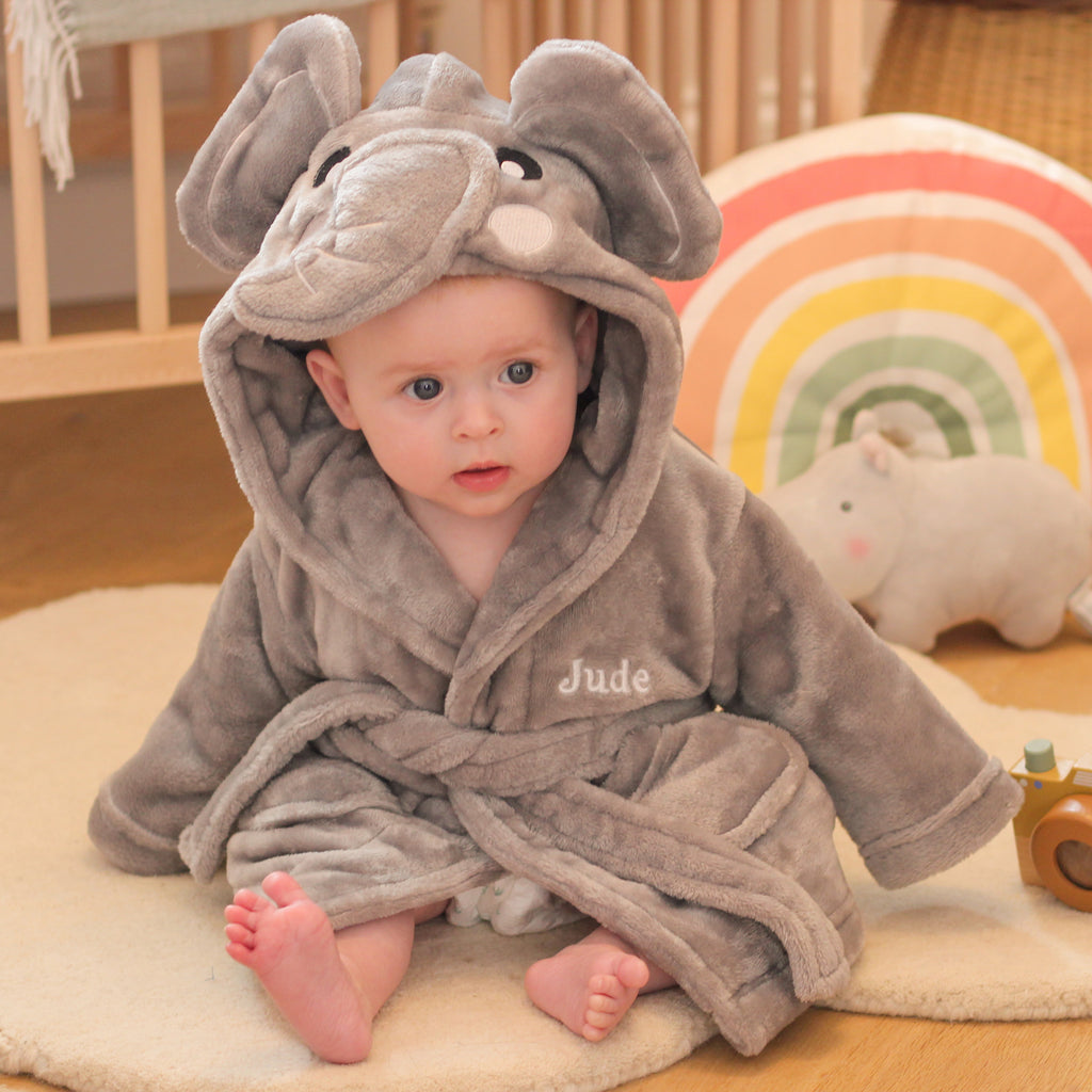 Personalised Elephant Dressing Gown Gift For Baby