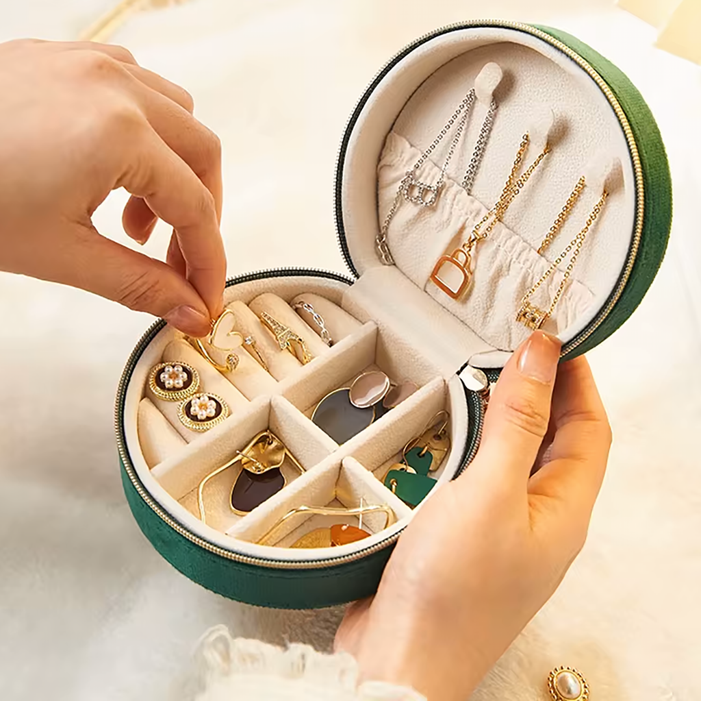 Personalised Initials Velvet Jewellery Box Travel Gift For Her Or For Home