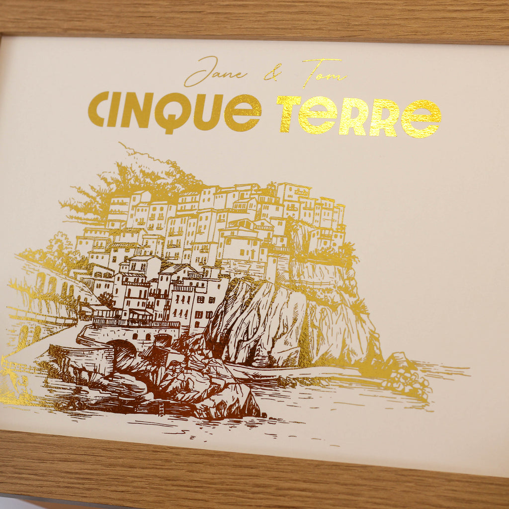 Personalised Cinque Terre Foiled Print Gift For Couples