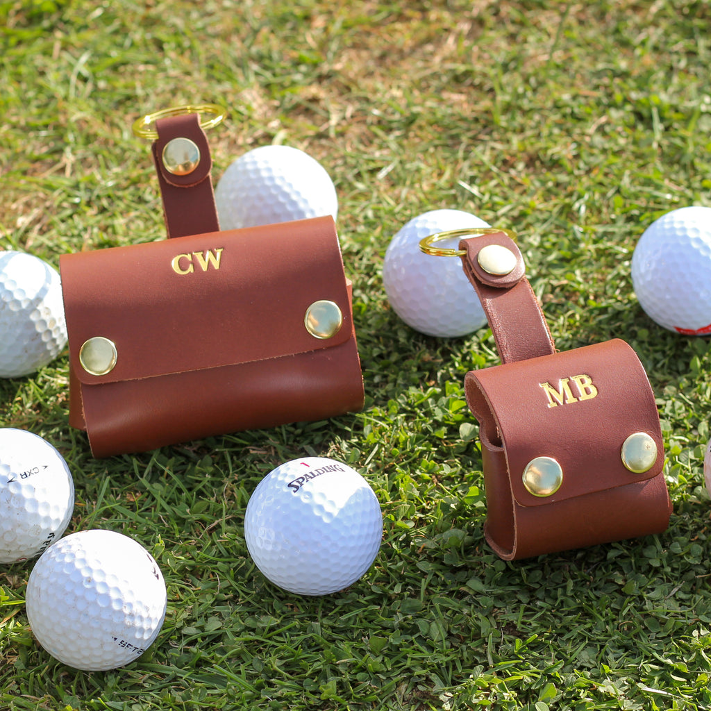 Personalised Leather Golf Ball Holder Accessory Gift