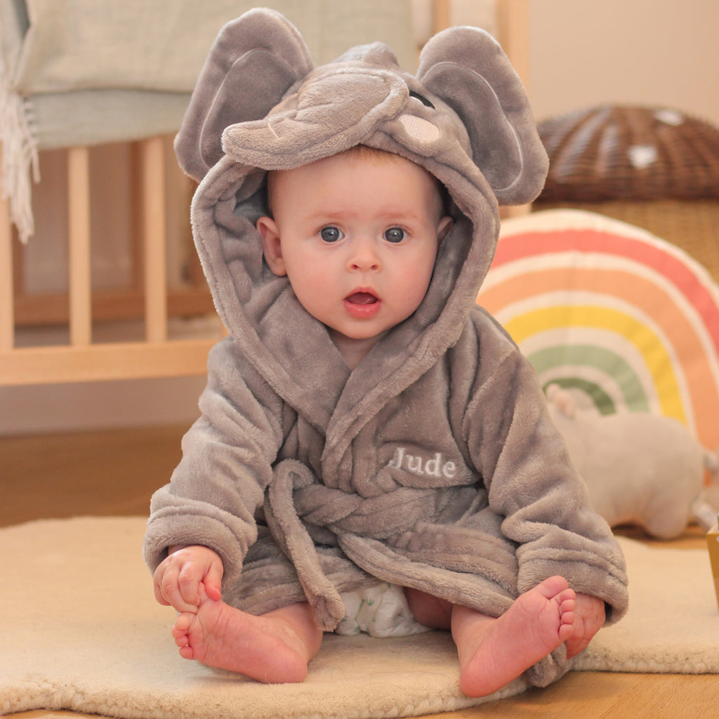 Personalised Elephant Dressing Gown Gift For Baby