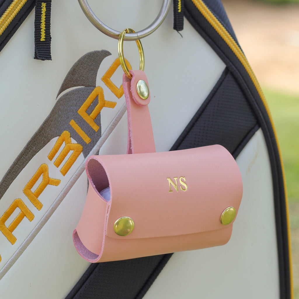 Personalised Golf Ball And Leather Case Gift