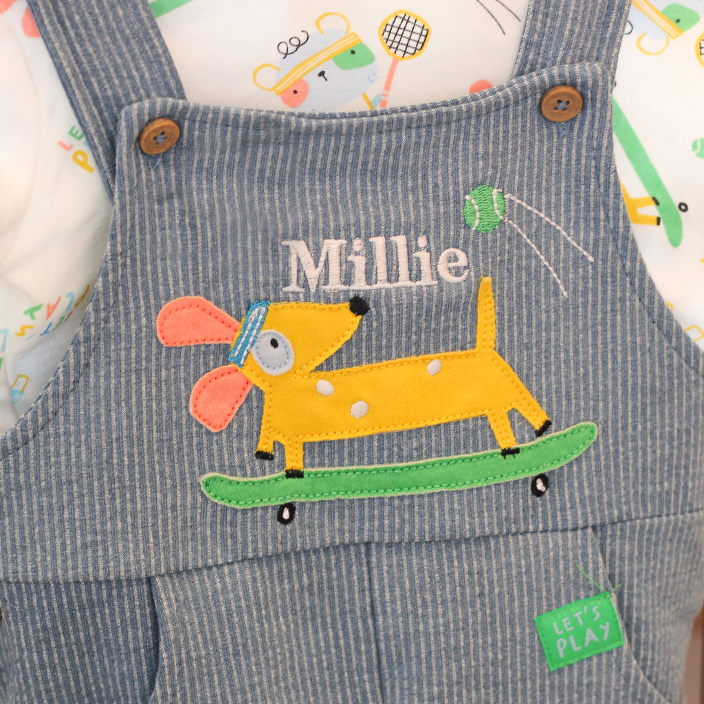 Personalised Dog Dungarees For Baby Newborn Gift