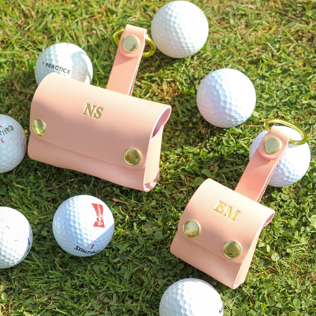 Personalised Golf Ball And Leather Case Gift