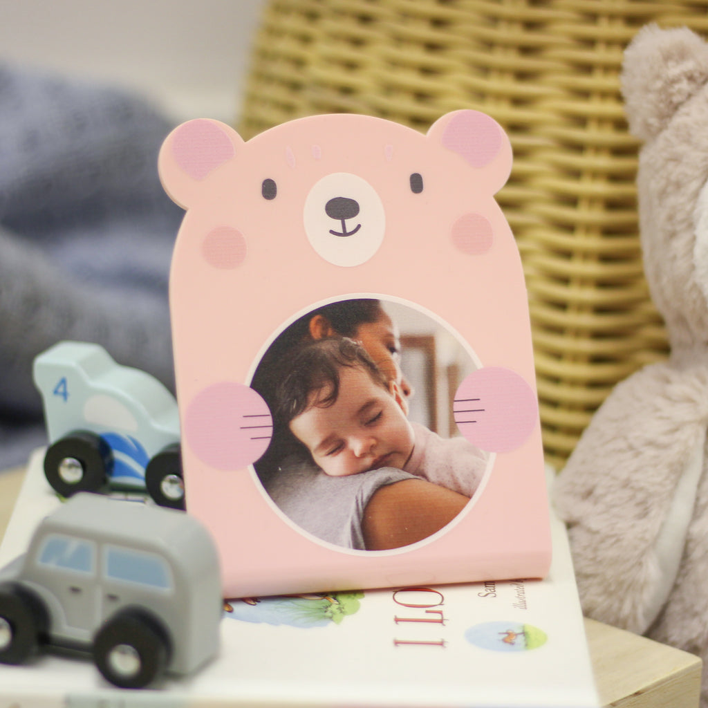 Personalised Pink Bear Baby Gift Photo Frame