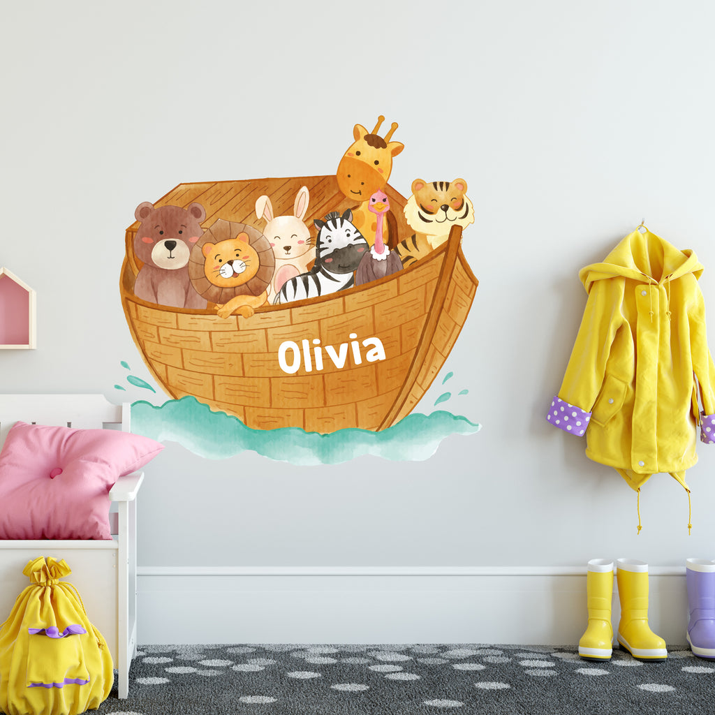 Personalised Noahs Ark Wallsticker Gift For Kids Room Or Nursery