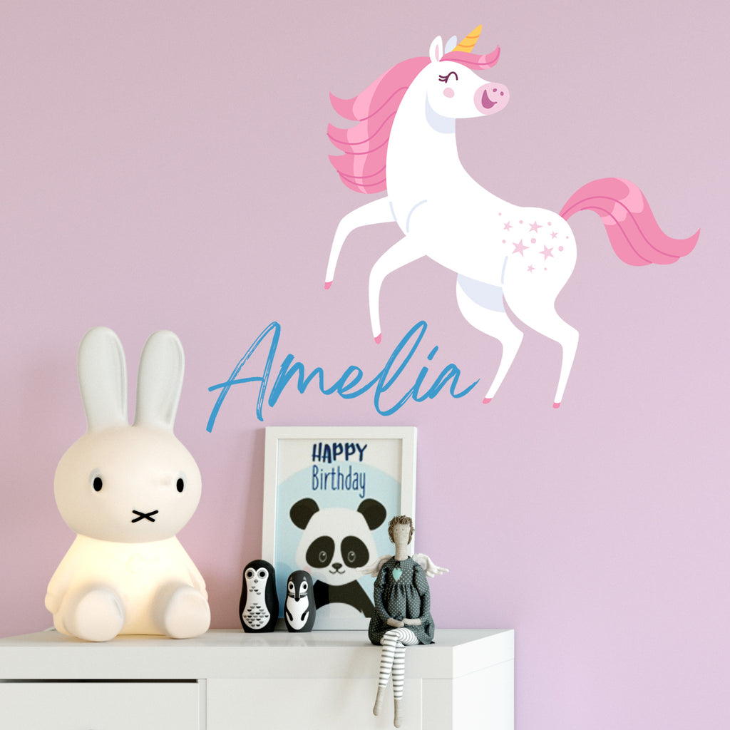 Personalised Unicorn Wall Sticker Room Decor Art