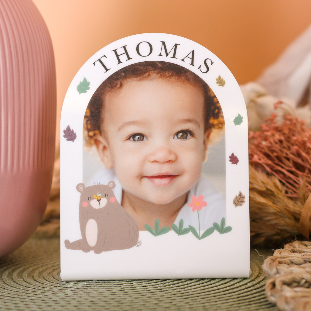 Personalised Nature Bear Baby Photo Frame Nursery Gift