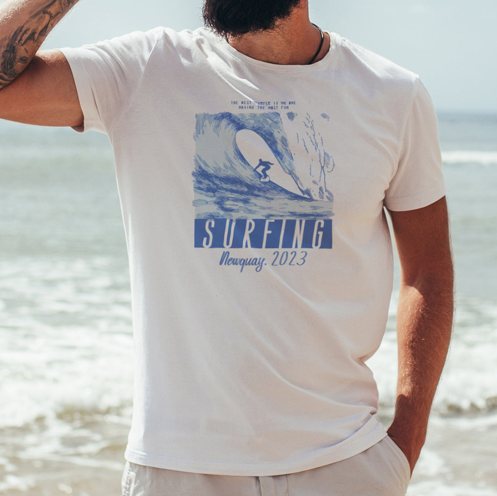 Personalised Mens Surfing Holiday Travel T Shirt