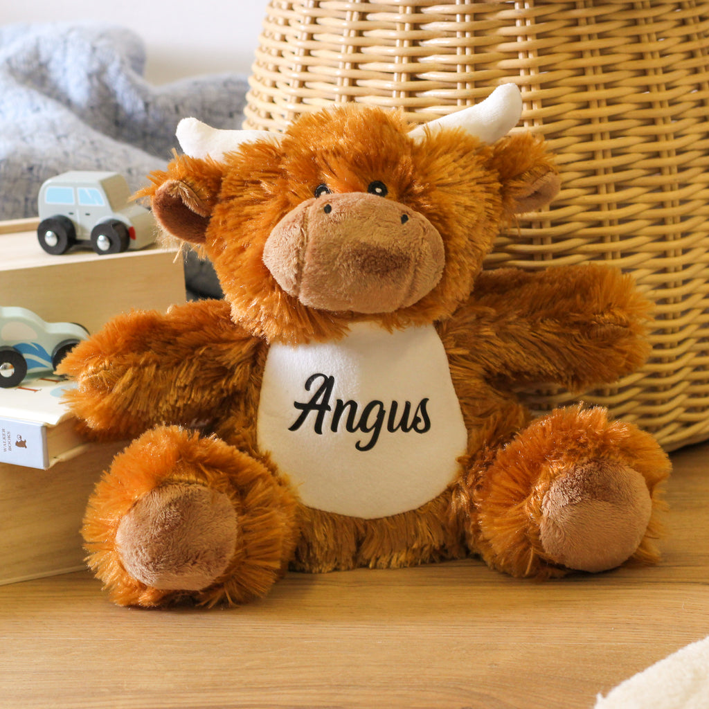 Personalised Highland Cow Children's Soft Toy For Kids