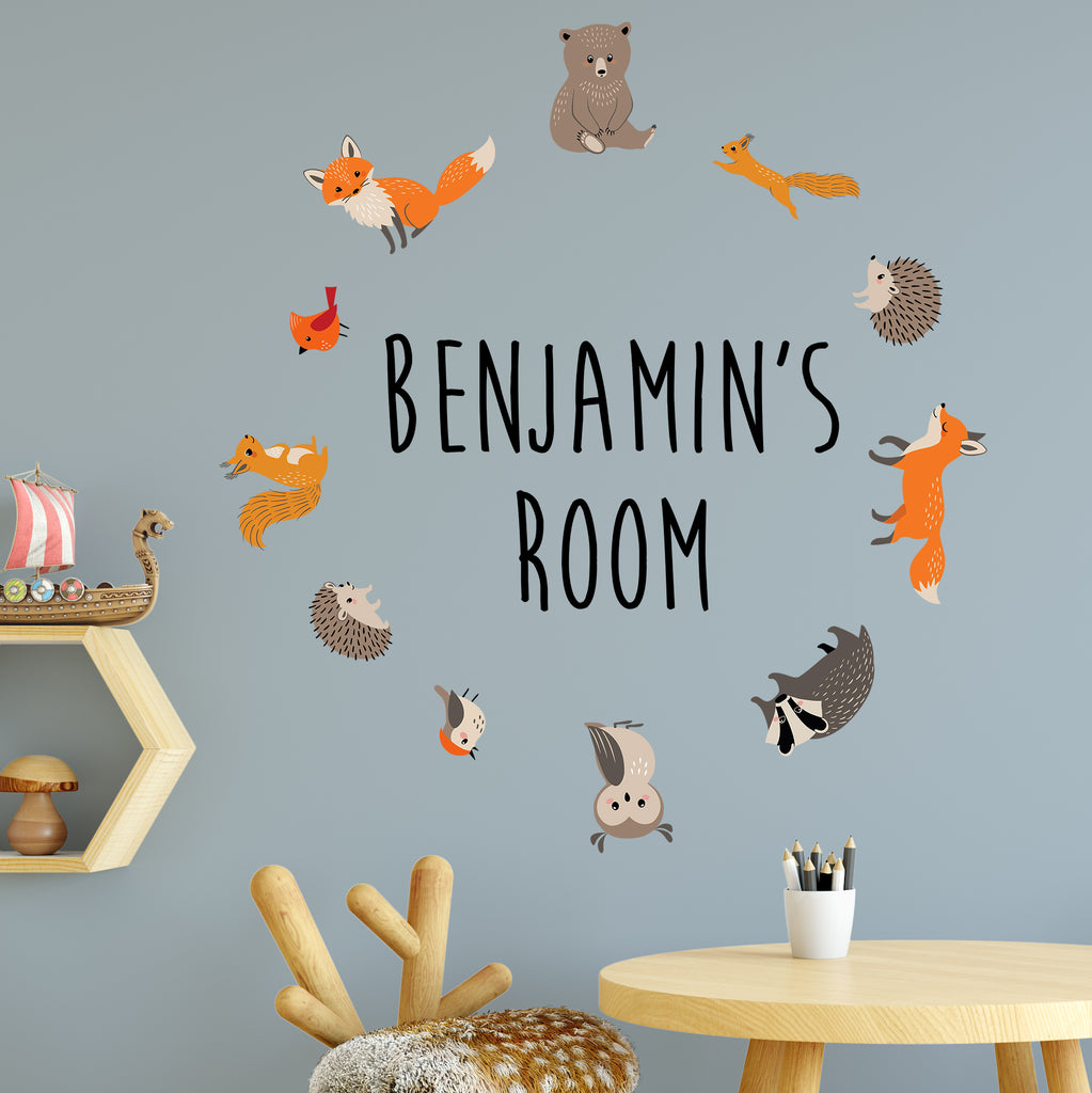 Personalised Woodland Animal Wall Sticker Room Decor