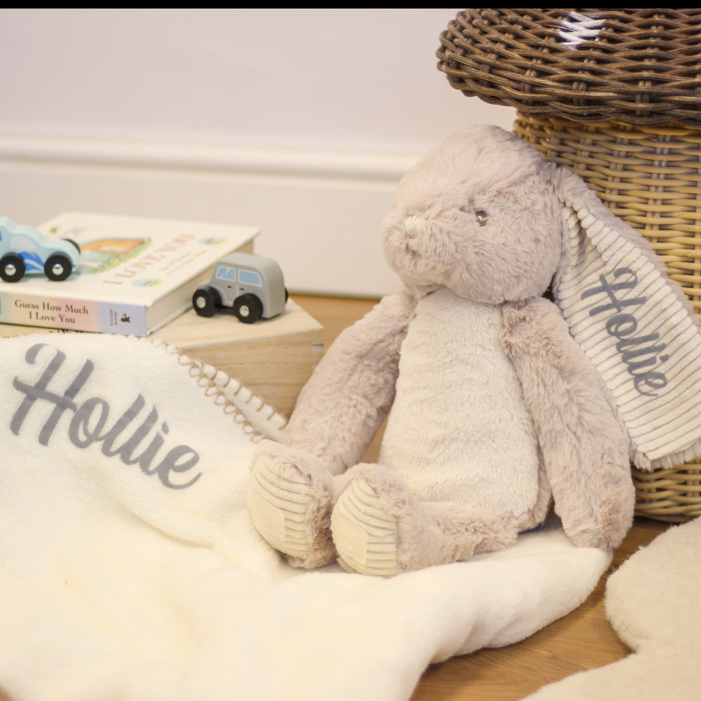 Personalised Rabbit And Matching Blanket Soft Toy