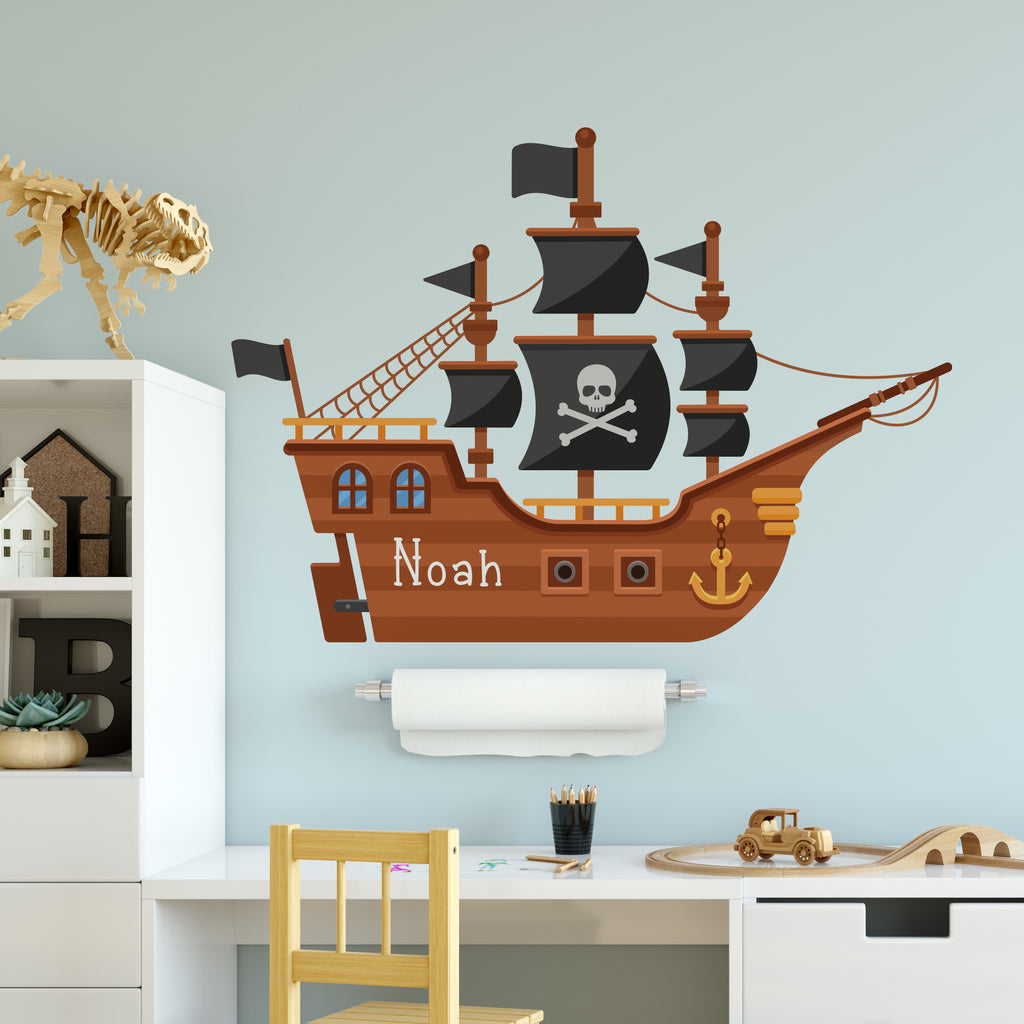 Personalised Pirate Ship Wall Sticker Room Decor Art