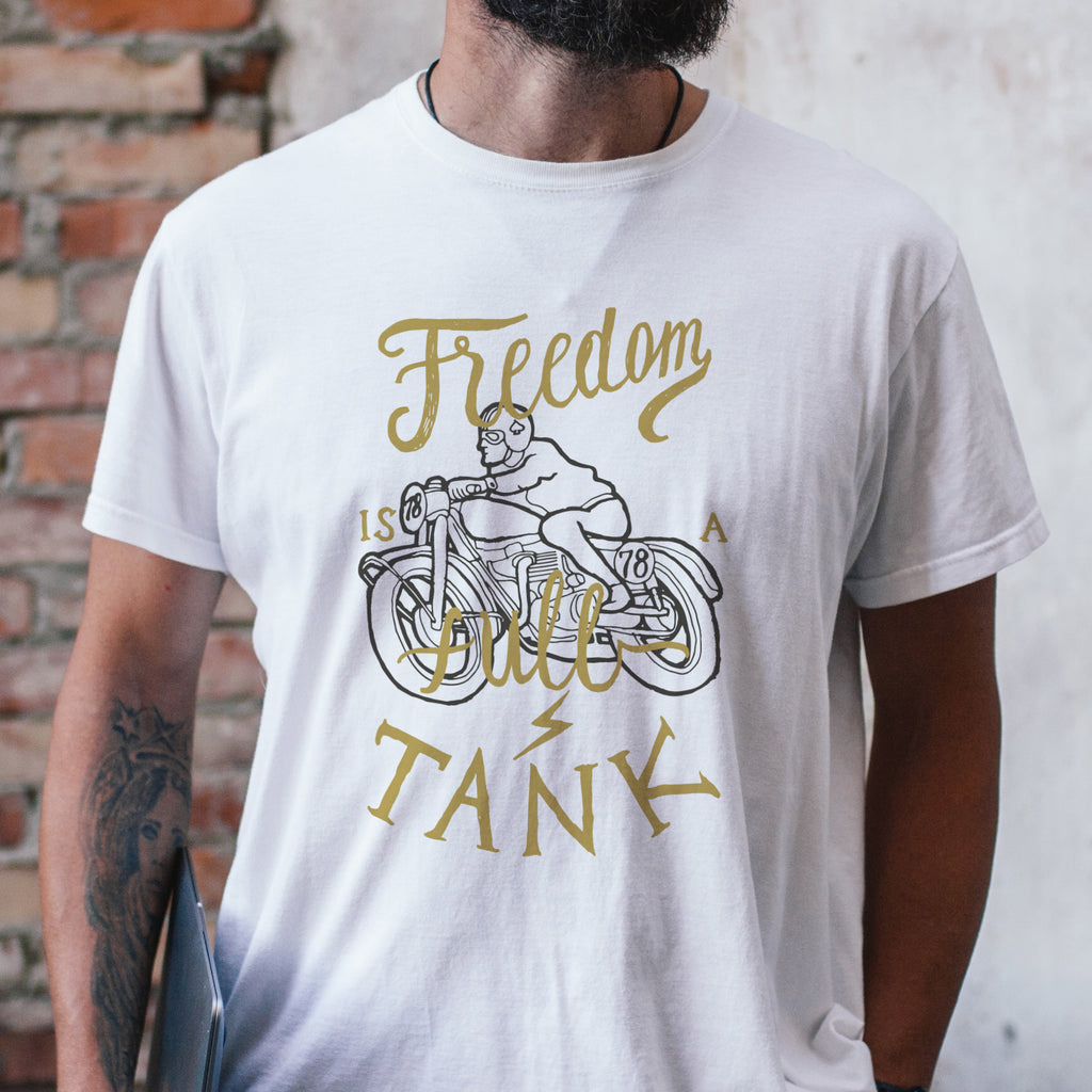 Freedom Is A Full Tank Motorbike T Shirt Gift For Him