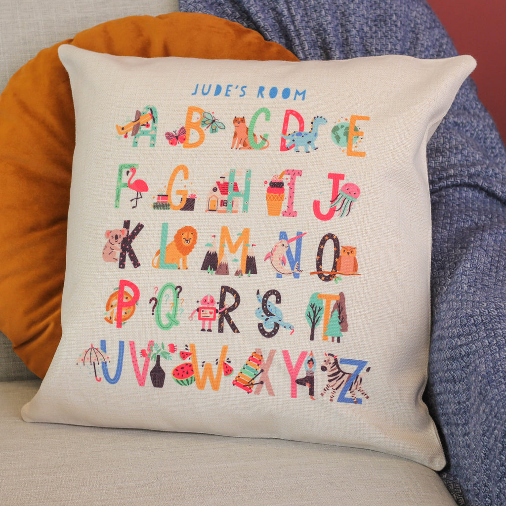 Personalised Alphabet Cushion For Kids Room Or Nursery