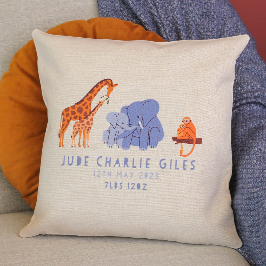 Personalised Baby Animal Cushion Gift For Newborn