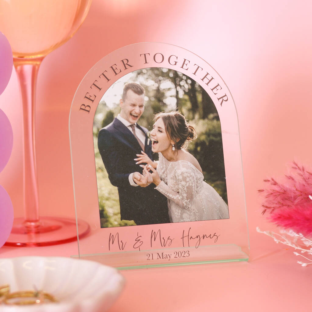 Personalised Glass Style Mr And Mrs Wedding Photo Frame
