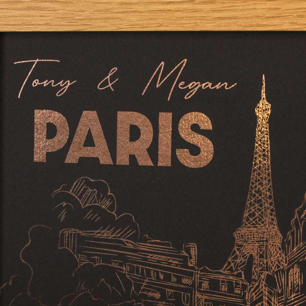 Personalised Paris Foiled Print Gift For Couples