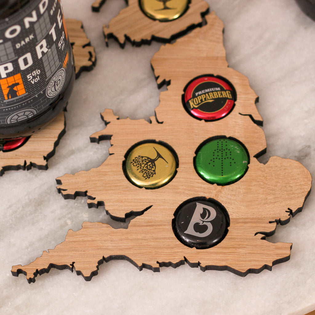 Personalised Map Beer Bottle Cap Collector Gift