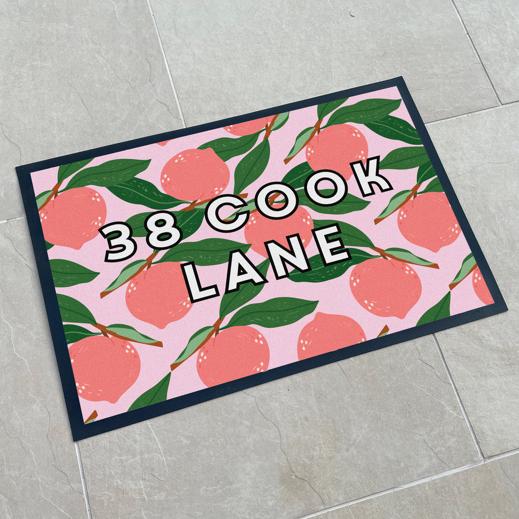 Personalised Pink Botanical Doormat House Warming Gift