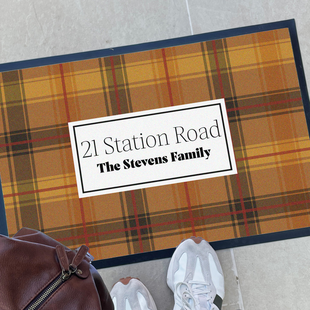 Personalised Gingham House Warming Gift Check Doormat