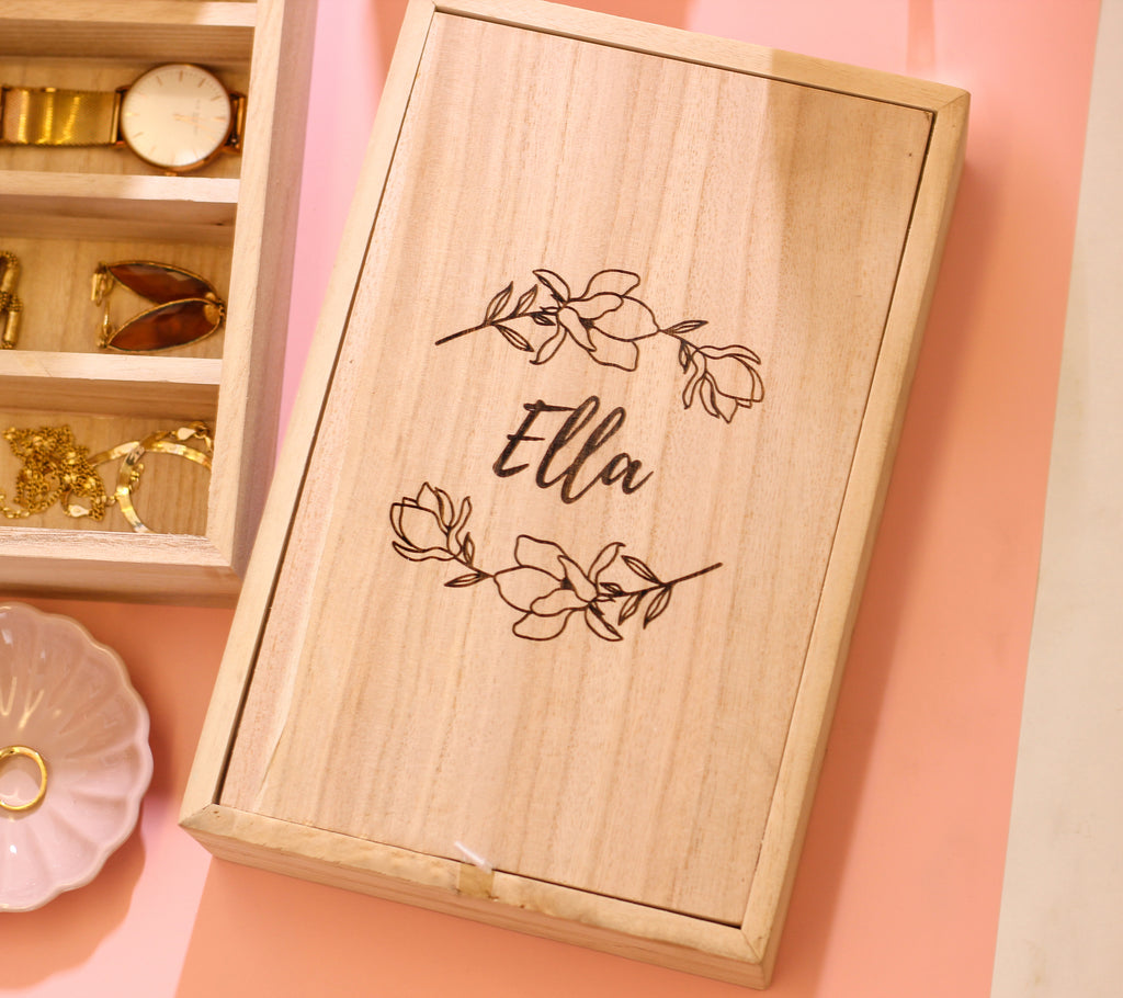 Personalised Floral Rose Mirror Box