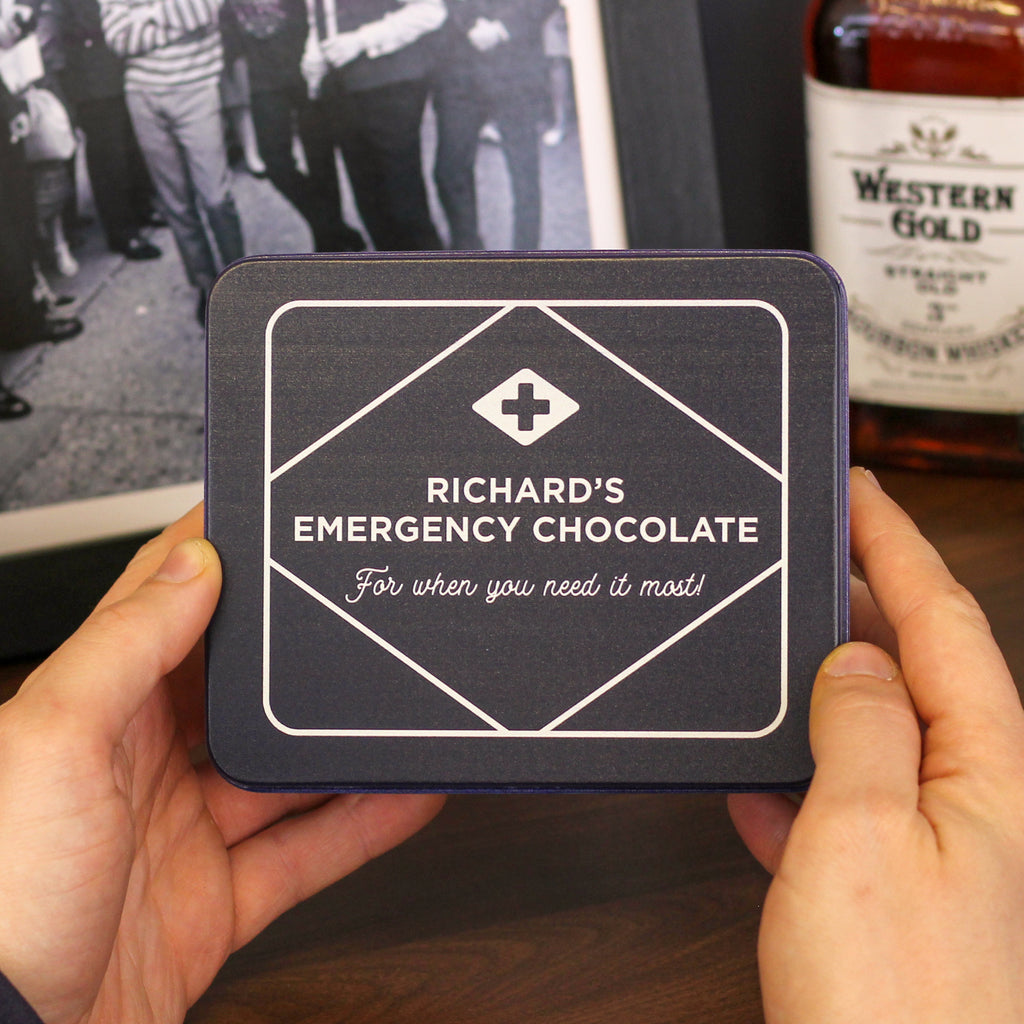 Personalised Emergency Chocolate Gift Tin Set