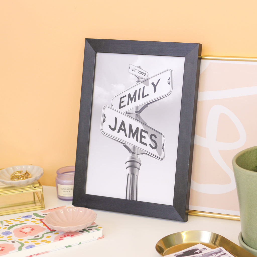 Personalised Couples Street Sign New Home Print