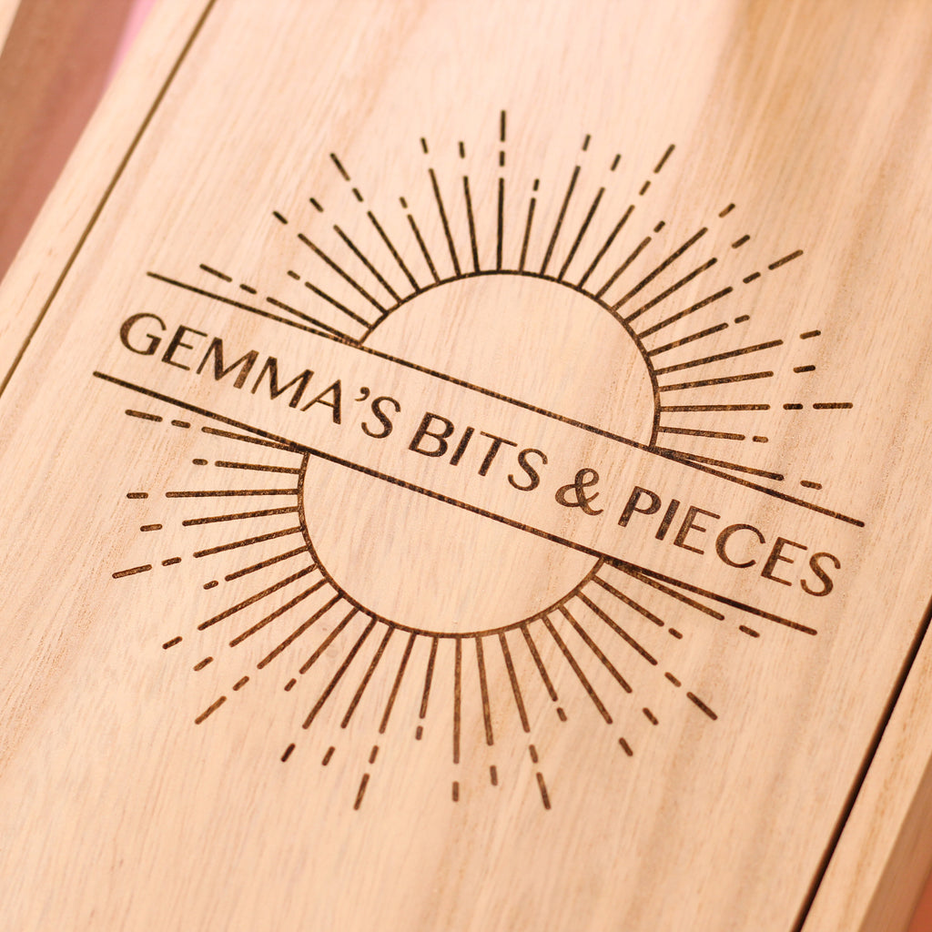 Personalised Sun Wooden Jewellery Case With Mirror