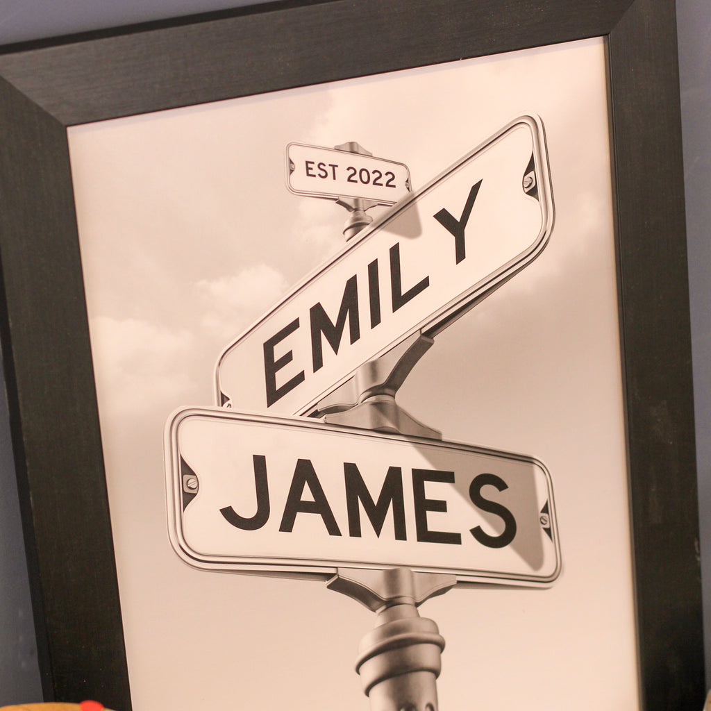 Personalised Couples Street Sign New Home Print