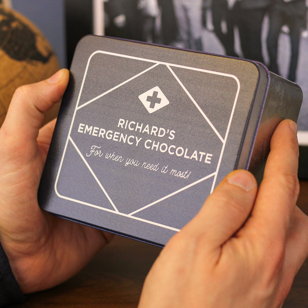 Personalised Emergency Chocolate Gift Tin Set