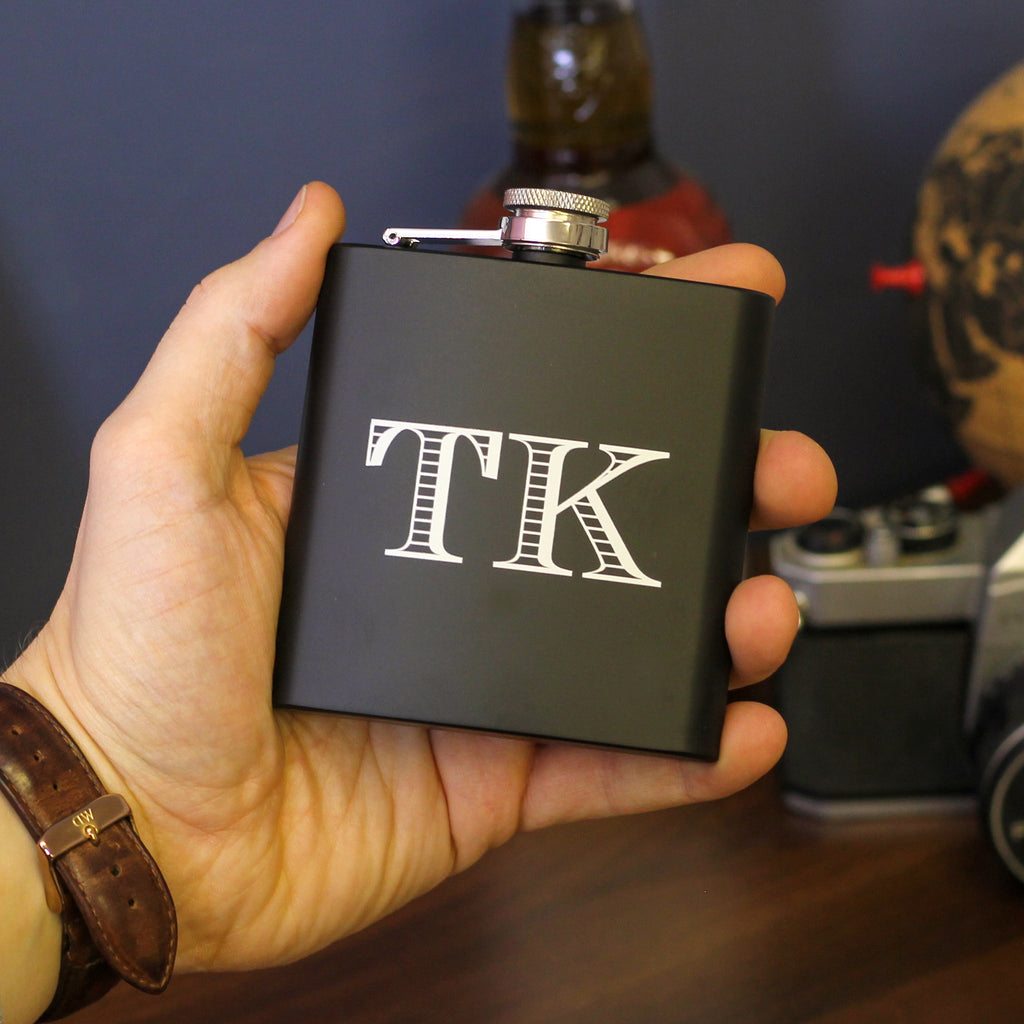 Personalised Initials Hip Flask With Matching Tin