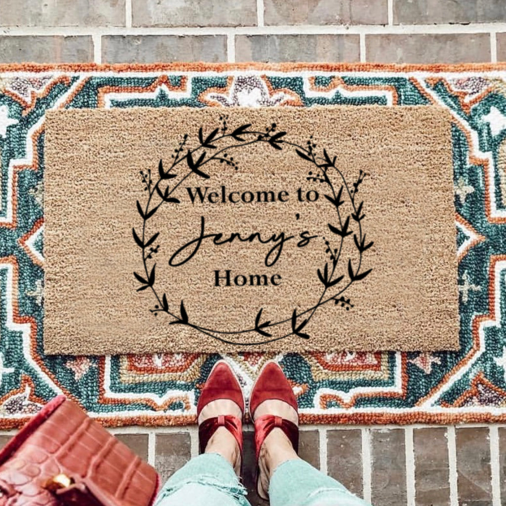 Personalised Floral Wreath Doormat For The Home